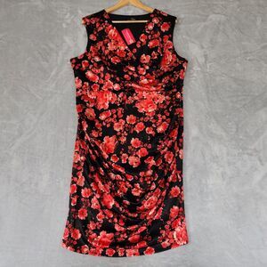 Suzanne Betro Red and Black Floral Midi Dress